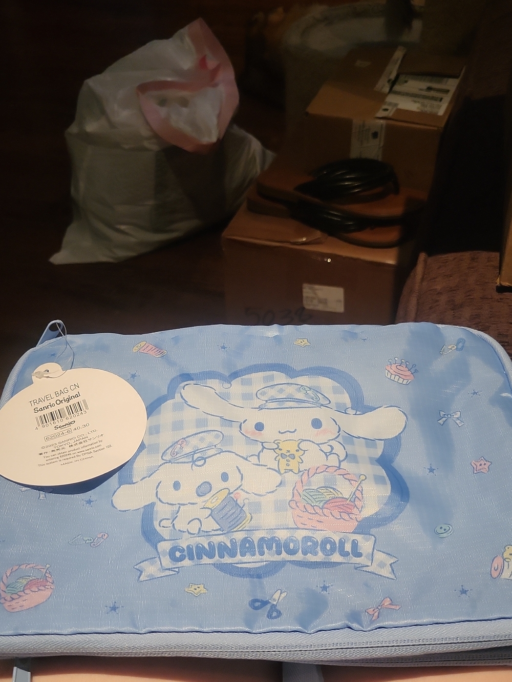Sanrio Cinnamoroll Pastel Blue Expandable Travel Pouch